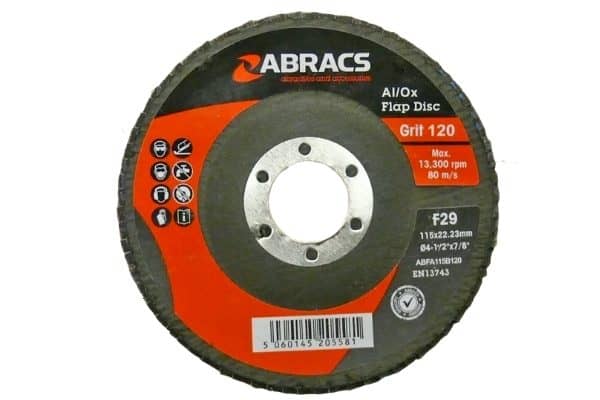 Abracs Flap Discs 115mm Zirconium Metal F29 INOX Metal Z60 